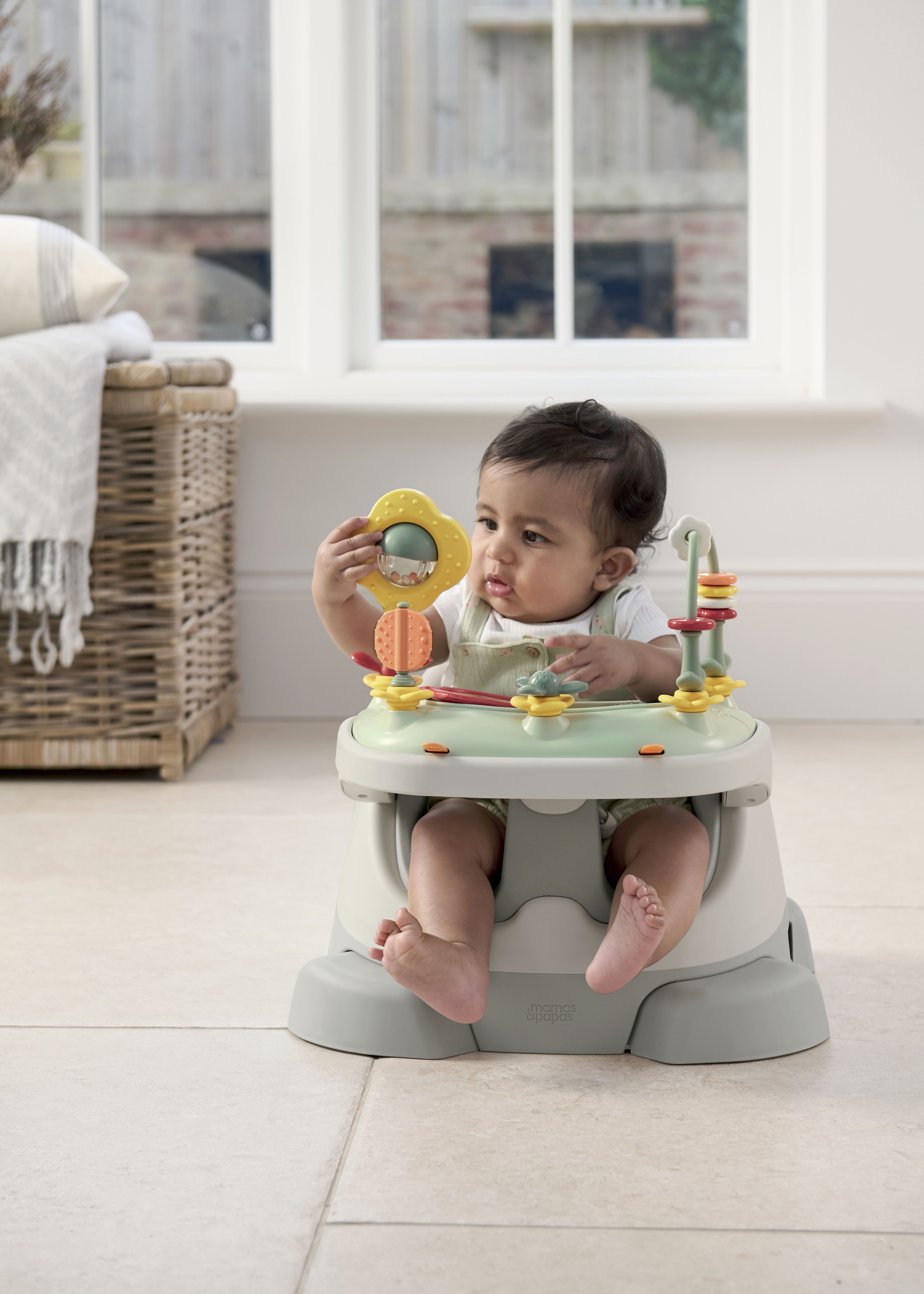 Bug 3-in-1 Floor &amp; Booster Seat with Activity Tray - Pebble