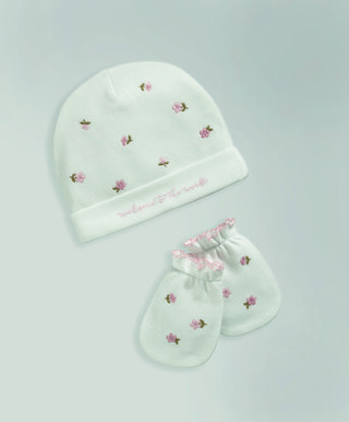 Hat & Mitten Embroidered Set