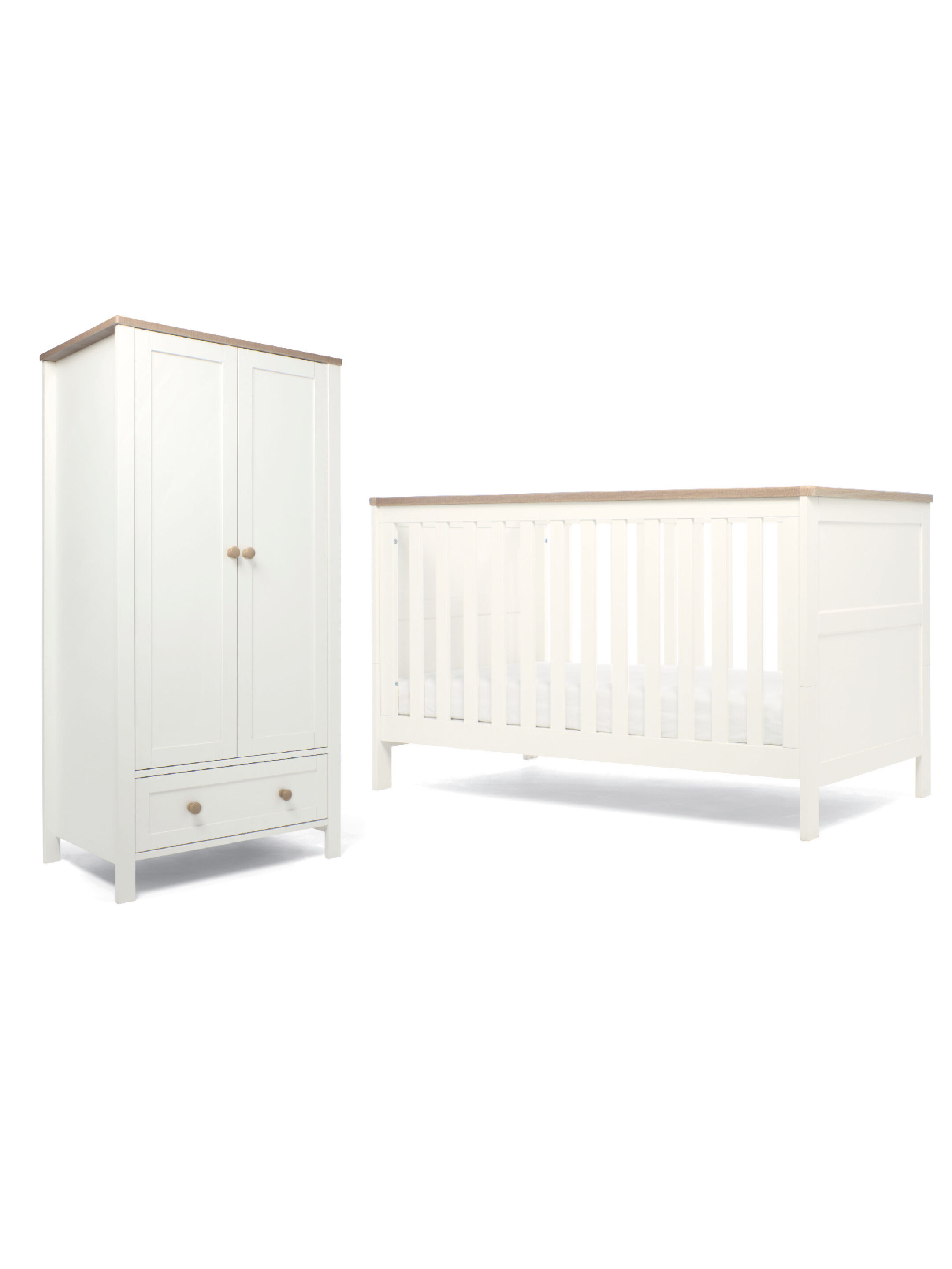 Wedmore 2 Piece CotBed with Wardrobe - White/Oak image number 1
