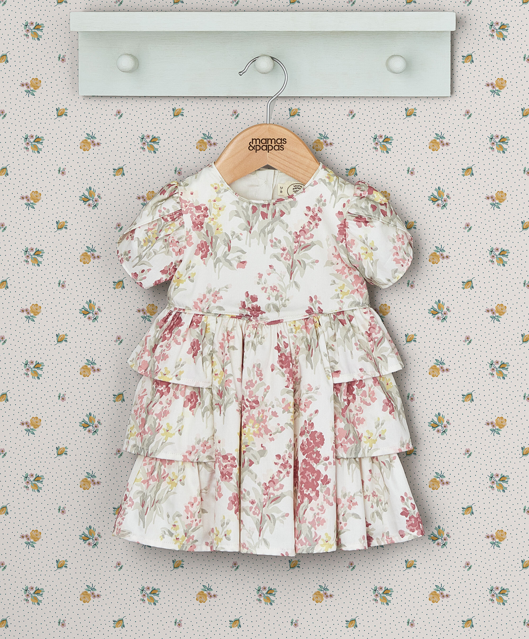 Floral Print Frill Dress - Pink & Yellow image number 1