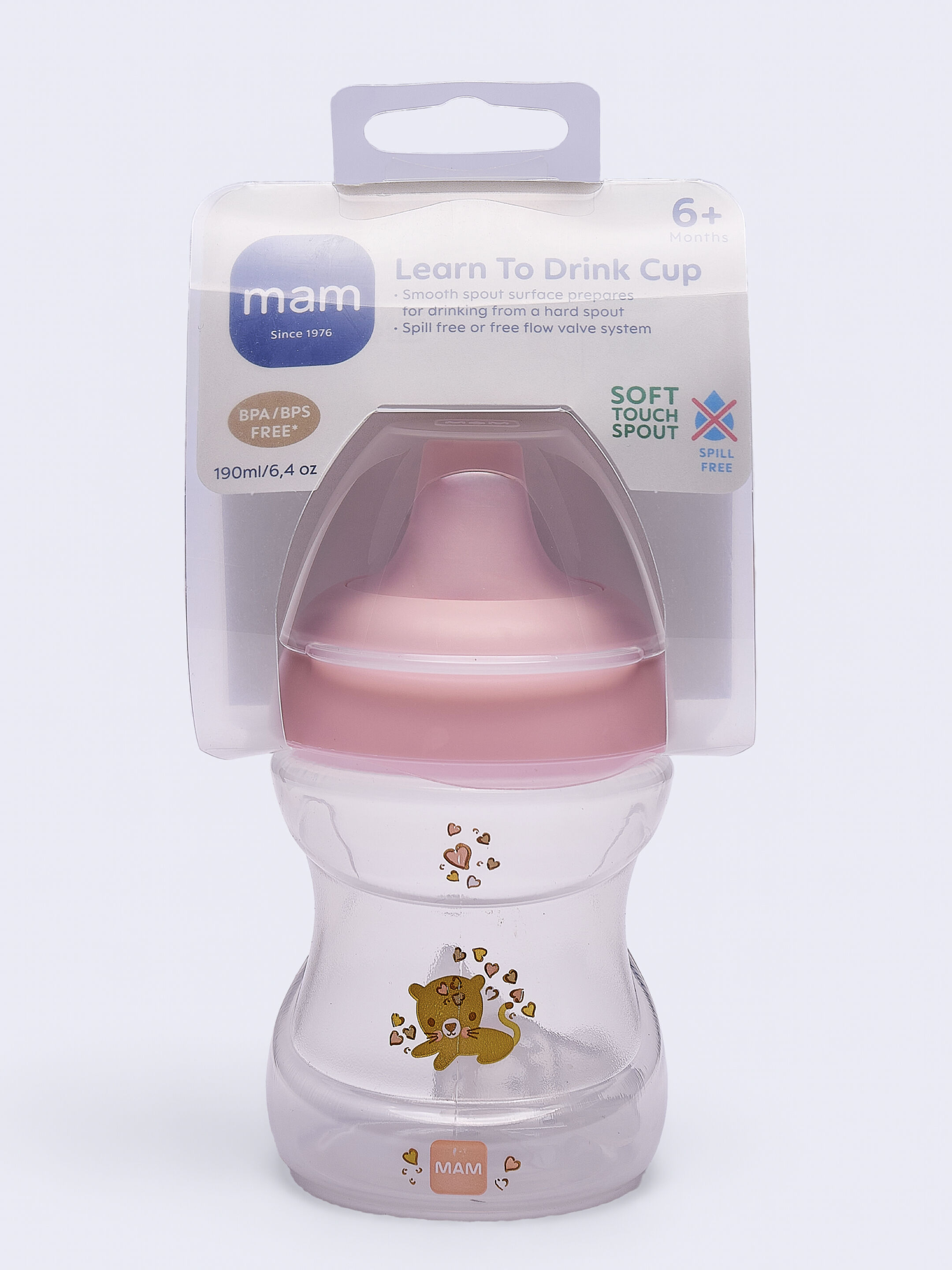 Mam Baby Learn To Drink Cup  Silicone Cup - 6 M+ | Wild Animals, Pink - 190 Ml - Pack of 1 image number 2