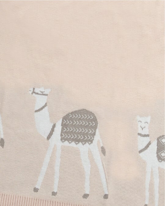 Knitted Blanket (70x90cm) - Pink Camel image number 2