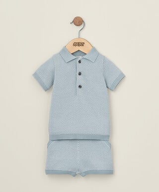 2 Piece Knitted Polo and Short Set