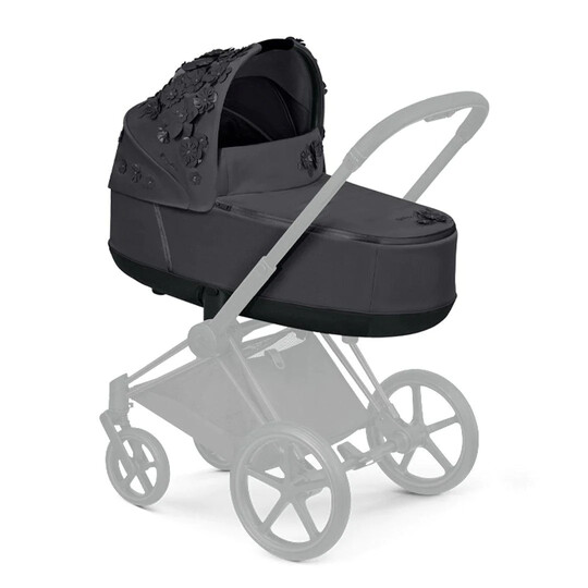 Cybex PRIAM Simply Flowers Grey Lux Carry Cot with Matt Black Frame image number 3