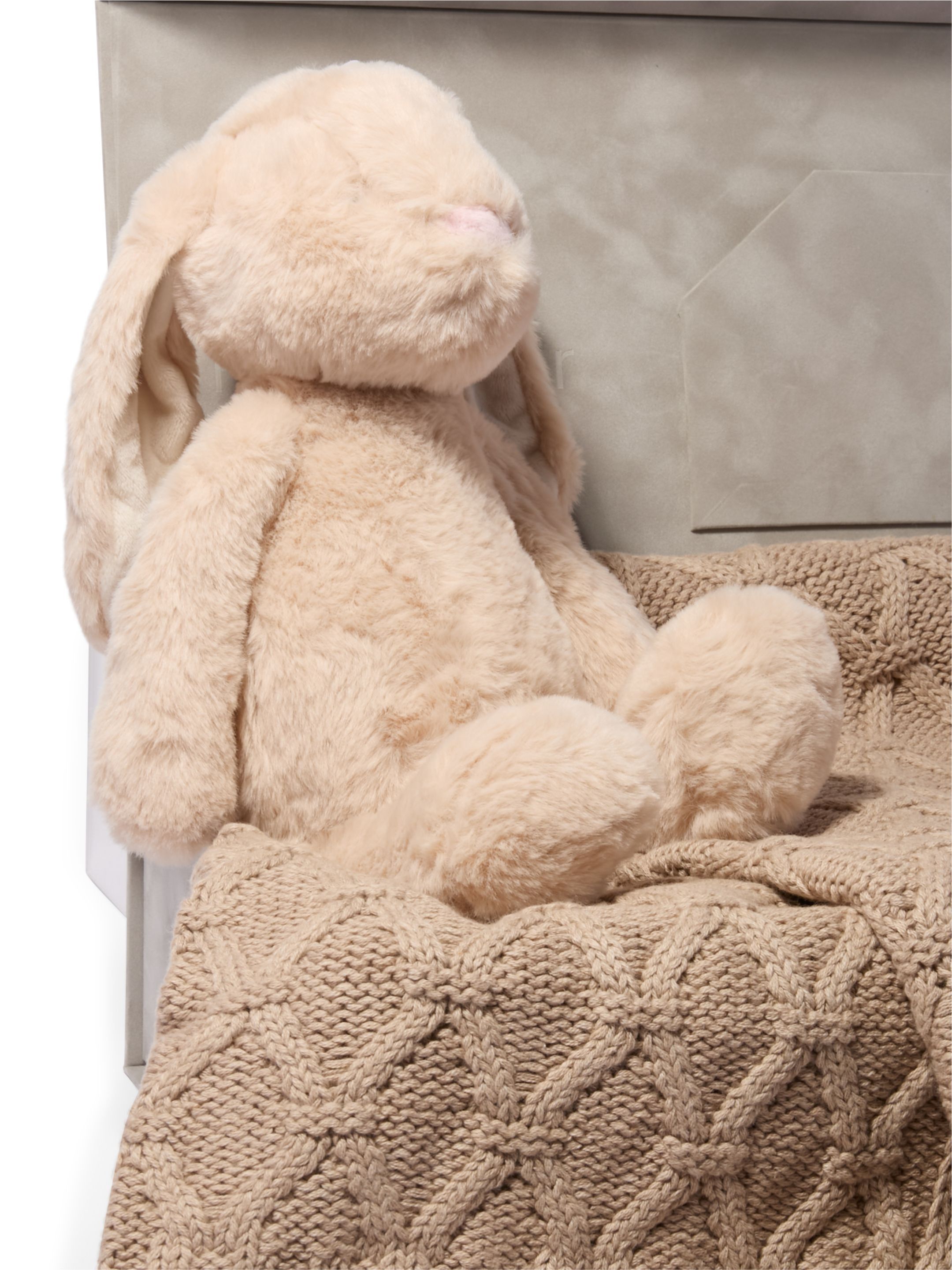 Cosy Gift Set - Seedling Knitted Blanket with Tan Bunny Soft Toy image number 2