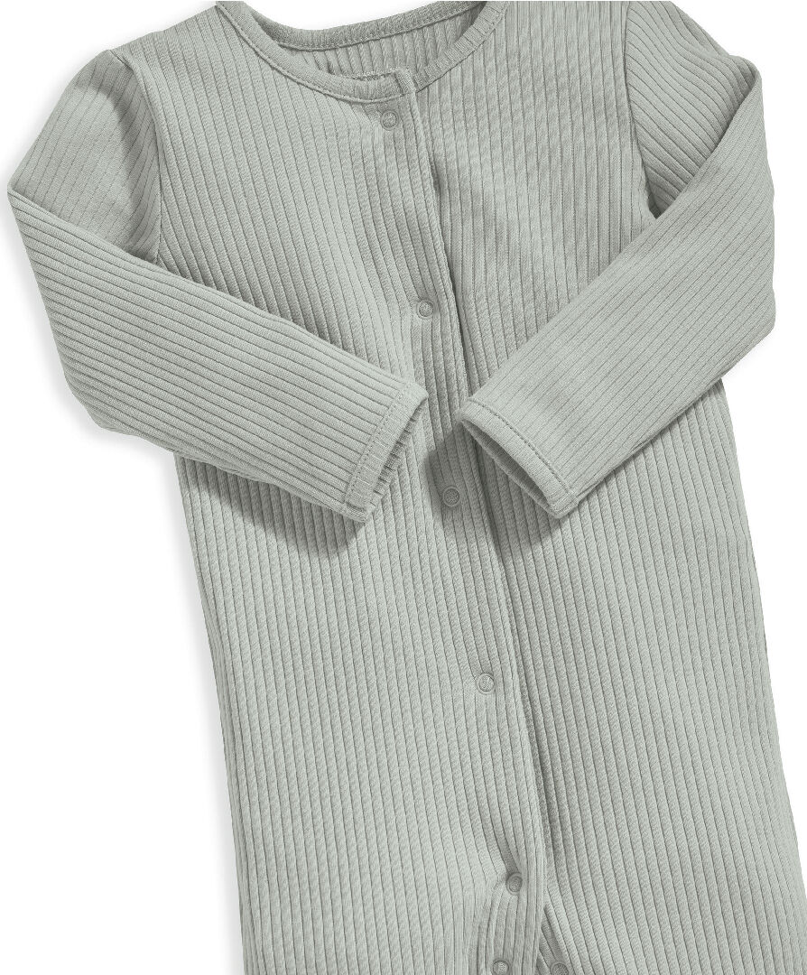 Organic Green Ribbed Sleepsuit image number 2