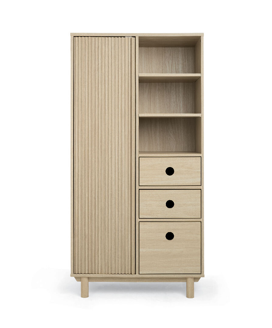 Oska 2 Piece Wide Dresser Changer Set with Wardrobe- Oak image number 4