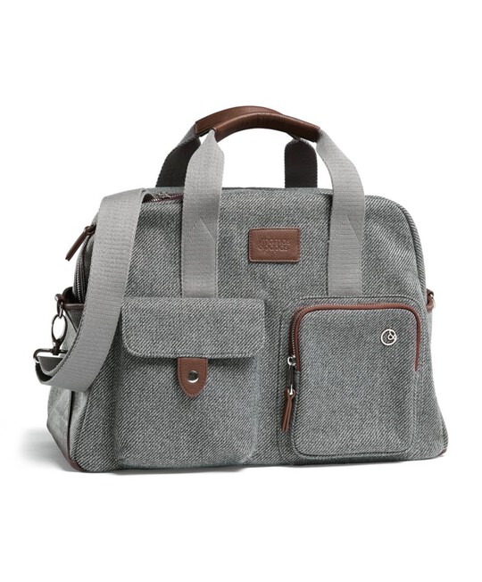 Bowling Style Changing Bag with Bottle Holder - Grey Twill image number 1