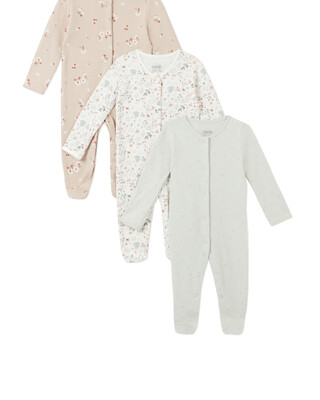 Ditsy Floral Sleepsuits 3 Pack
