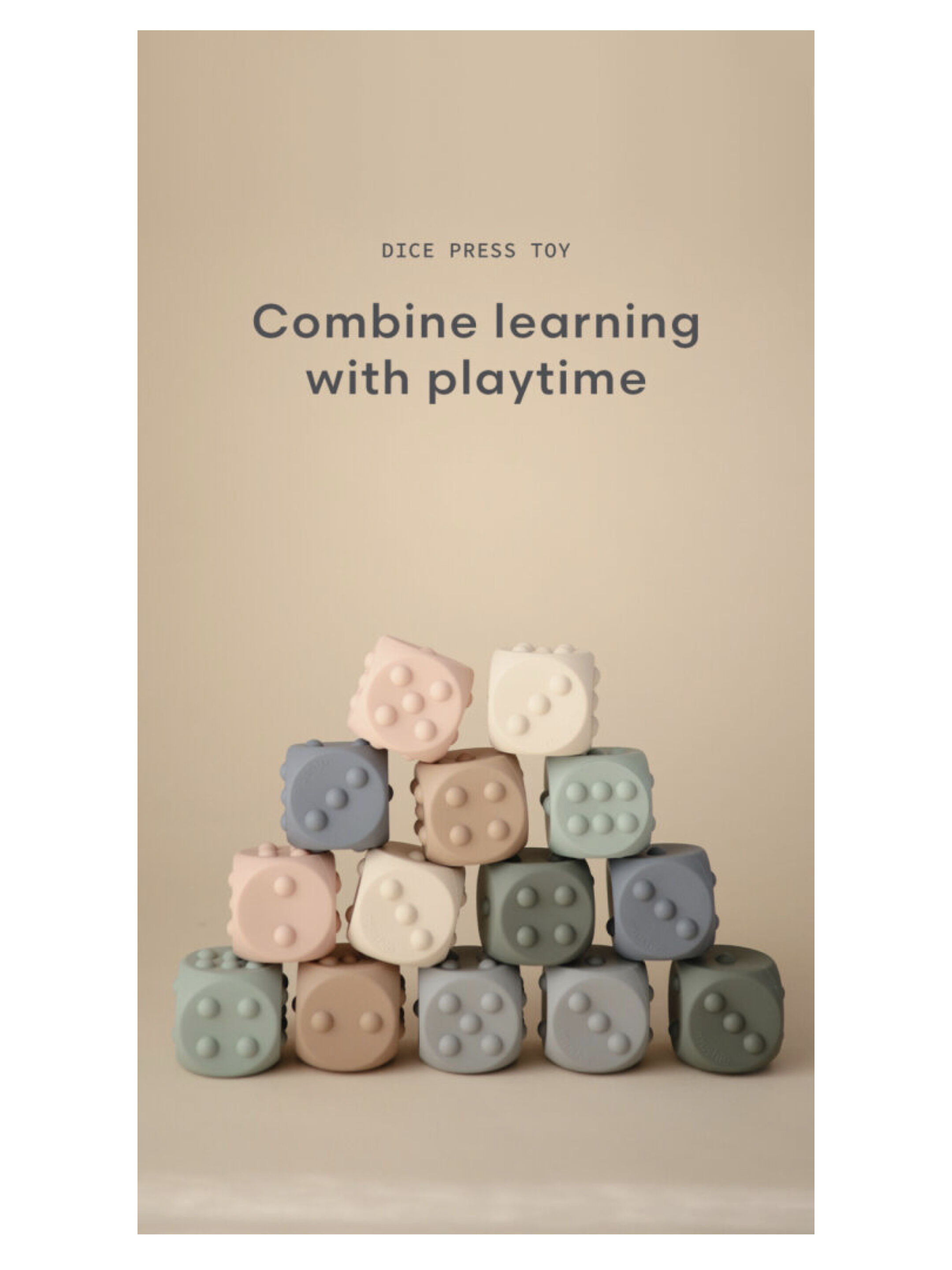 Mushie Dice Press Toy (set of 2) Blush/Shifting Sand image number 8