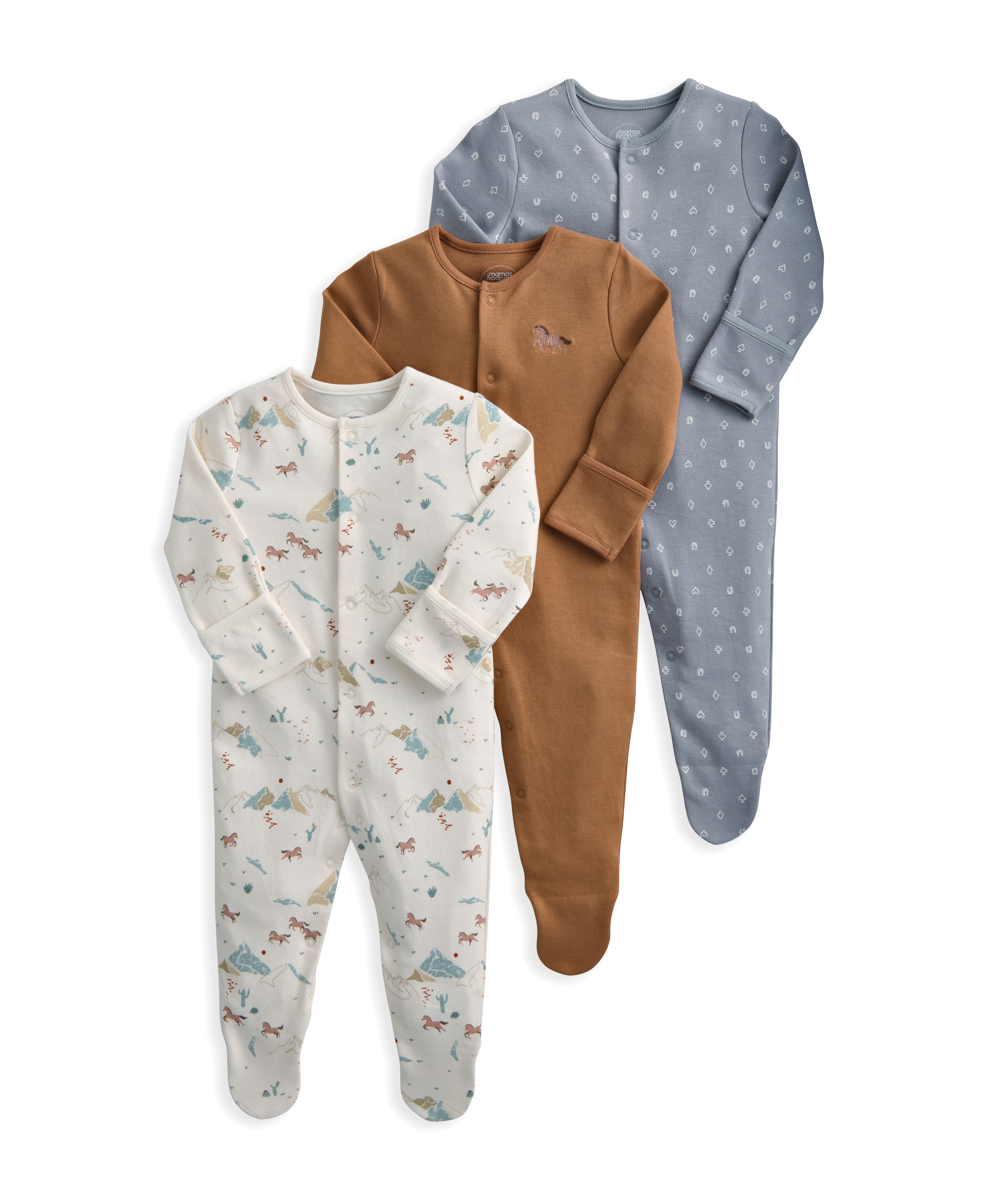 Sleepsuits (Pack of 3) - Rodeo Cards & Horse image number 2