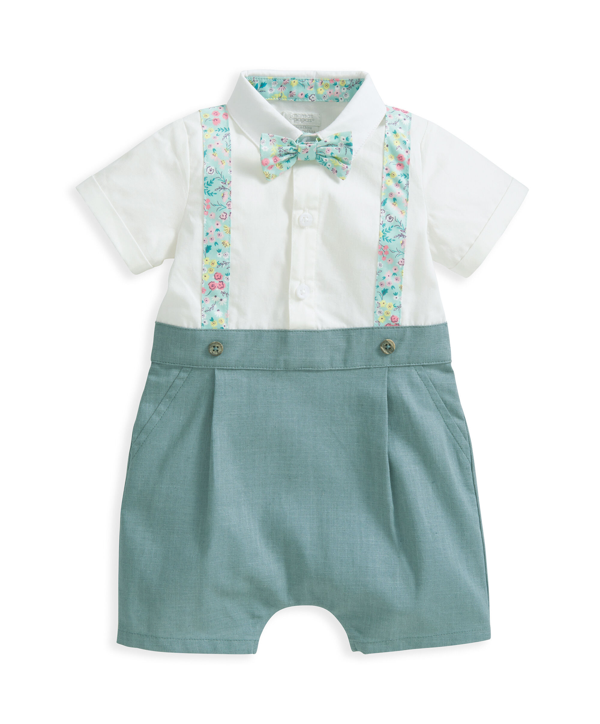 Mock Romper With Floral Braces image number 2