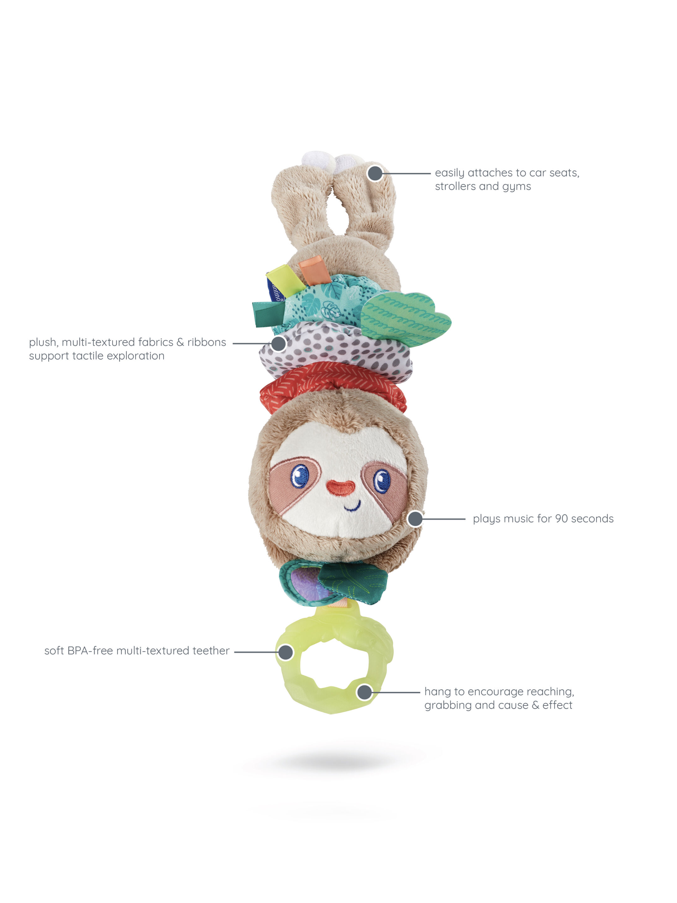 Infantino Music & Motion Pulldown Sloth image number 3