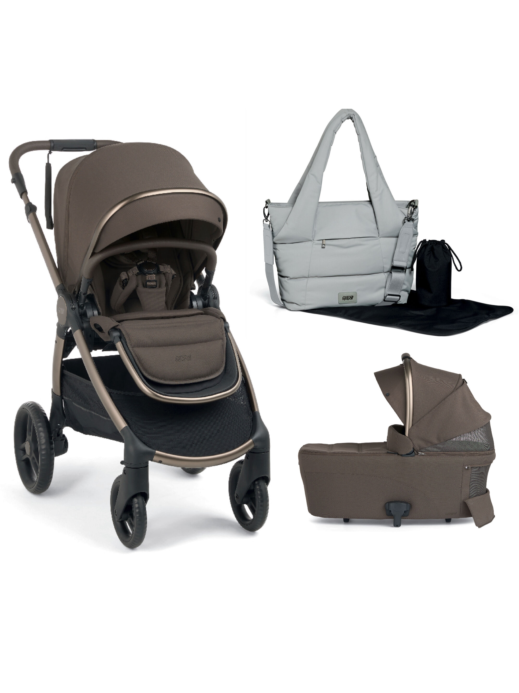 Ocarro 2 Pushchair and Carrycot Bundle with Totebag (3Pieces) - Crema image number 1