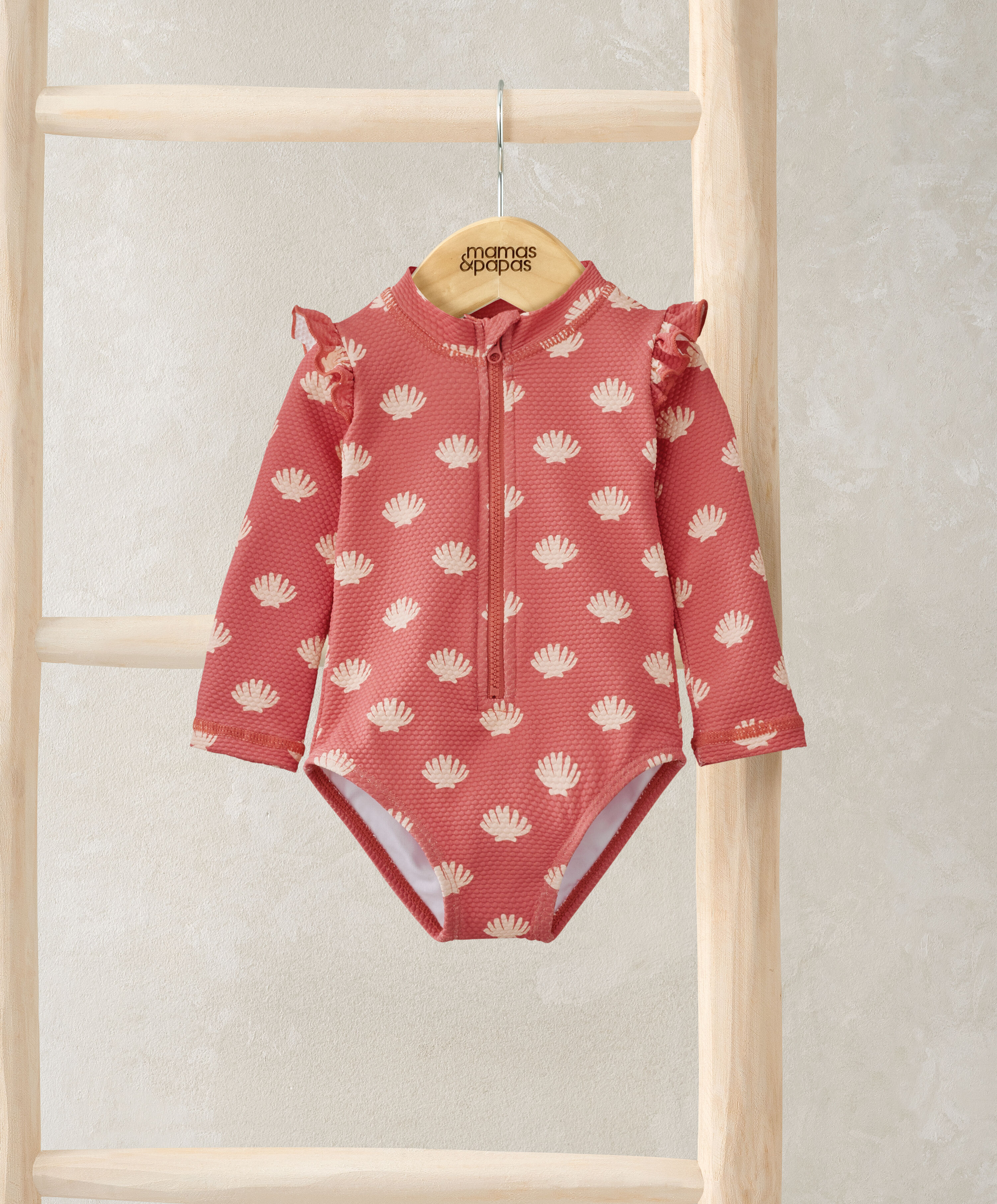 Shell All Over Print Long Sleeve Swimsuit image number 1