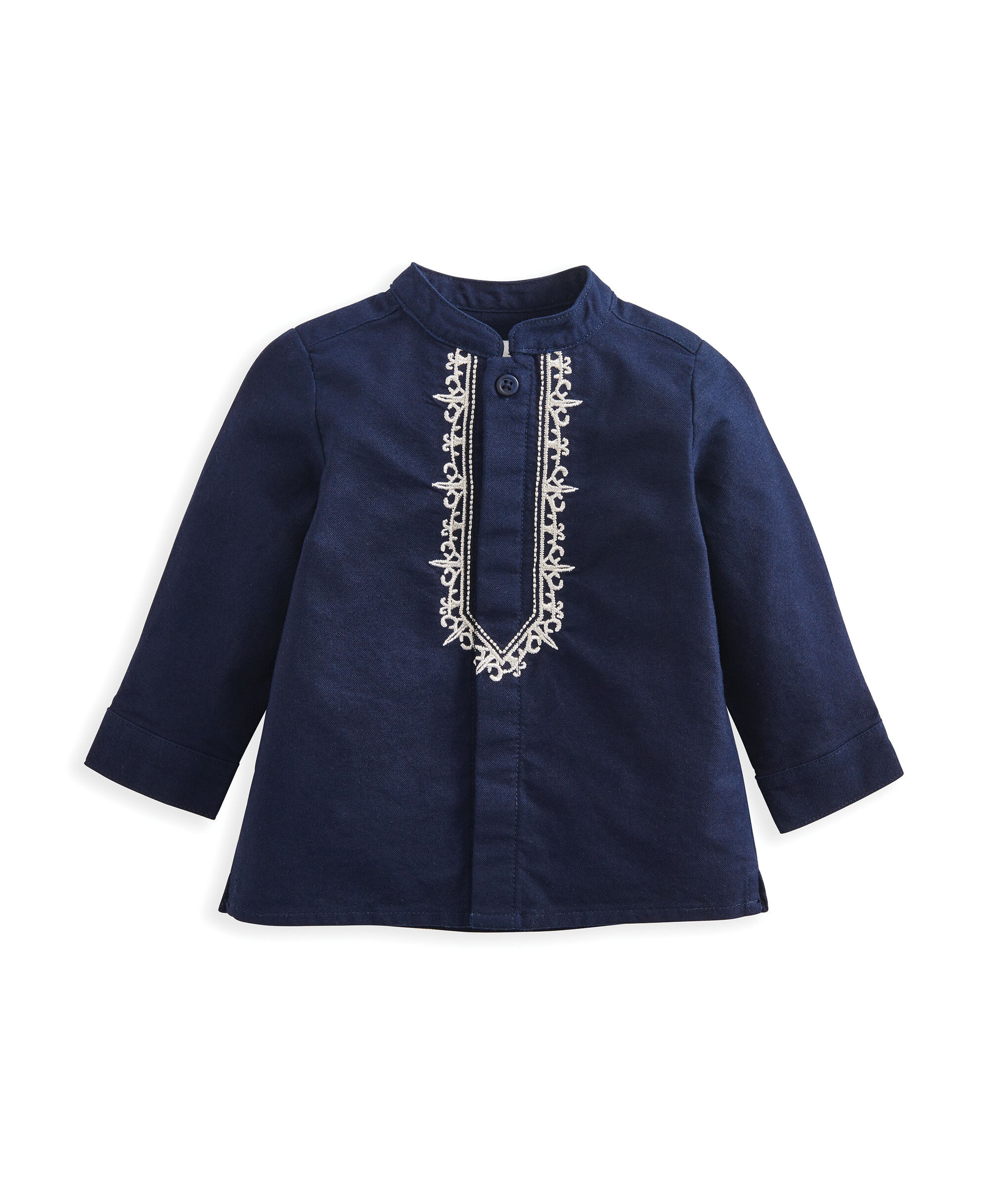Navy Embroidered Eid Shirt image number 2