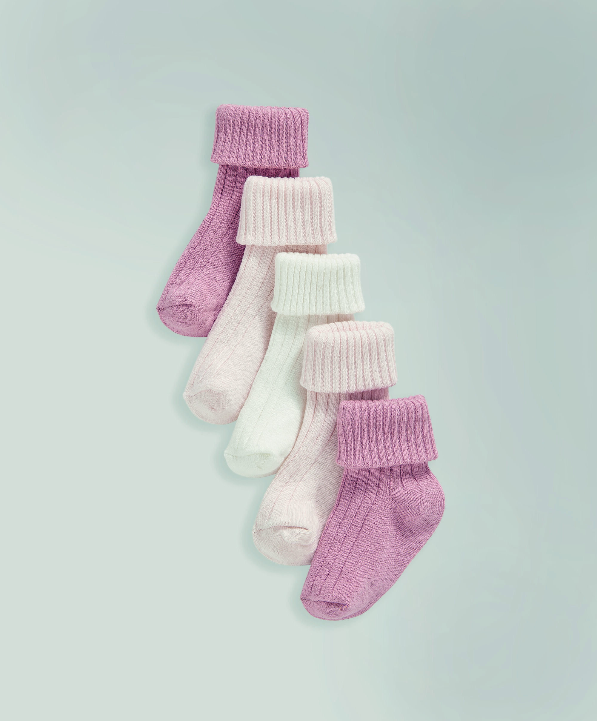 5 Pack Ribbed Socks Pink image number 1