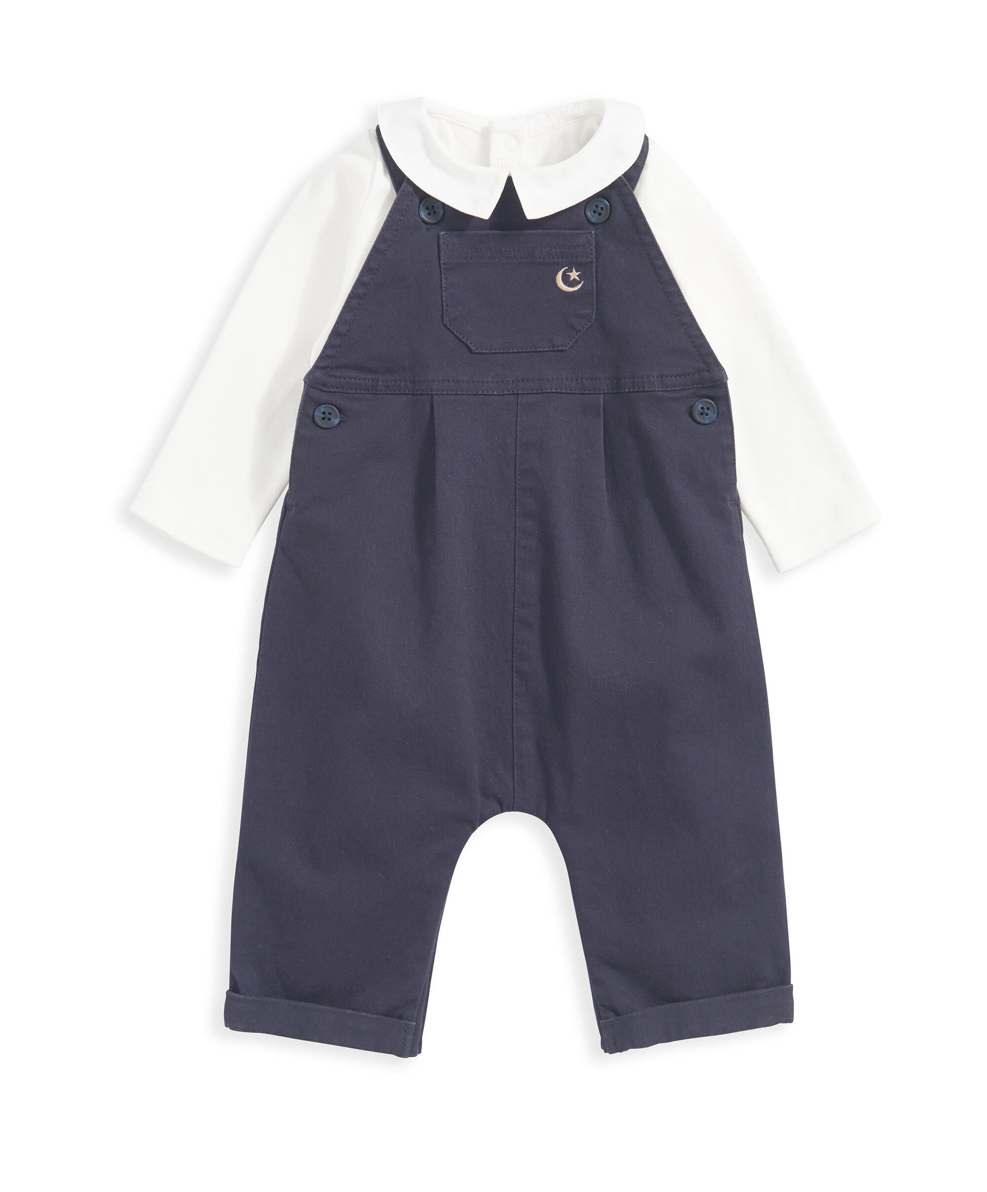 Eid Woven Dungarees & Bodysuit - Blue image number 2