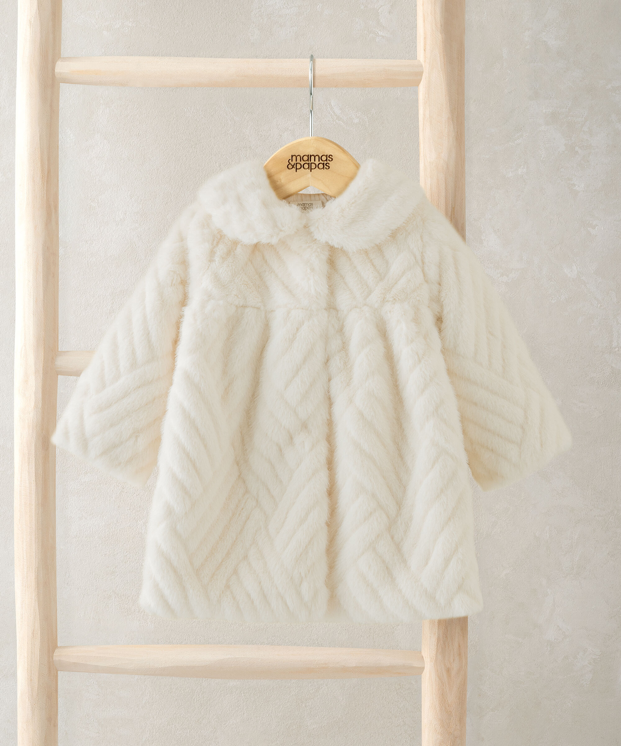 Faux Fur Coat - Cream image number 1