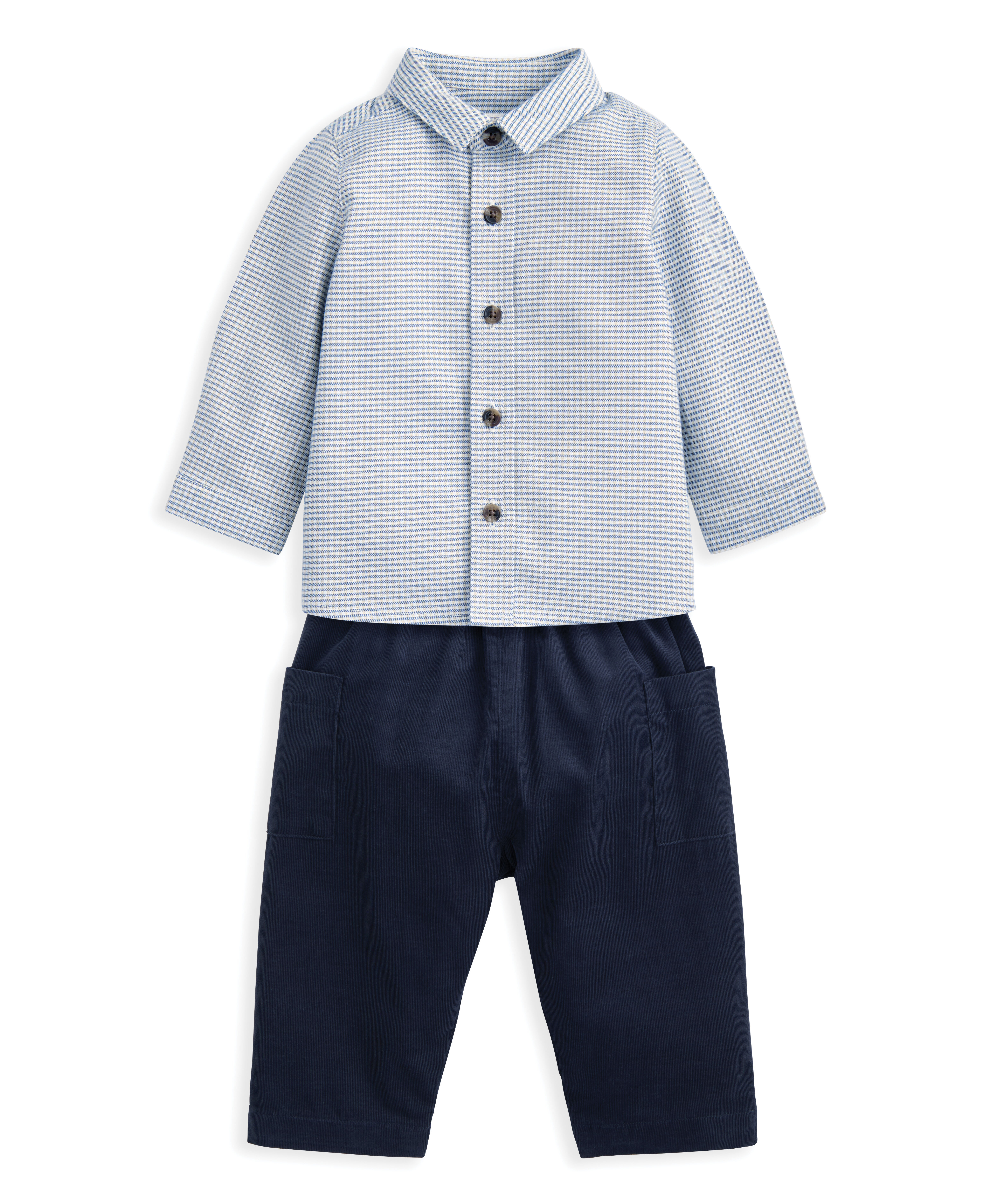 Check Shirt & Blue Cord Trousers Set (2 Pieces) image number 2