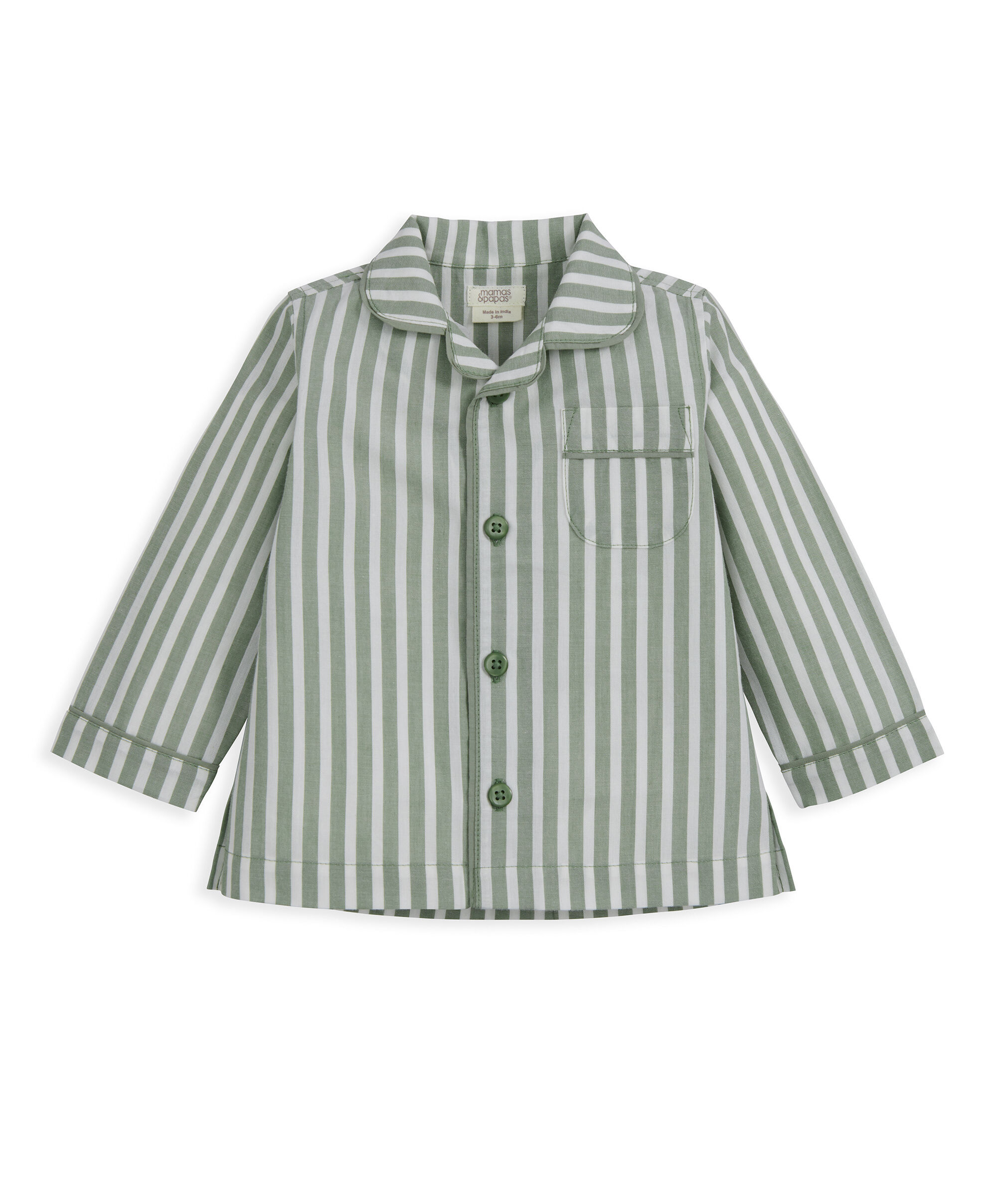 Woven Green Stripe Pyjamas image number 3