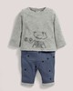 Frog Print T-shirt & Printed Jogger Set Grey/Blue- New Born image number 1