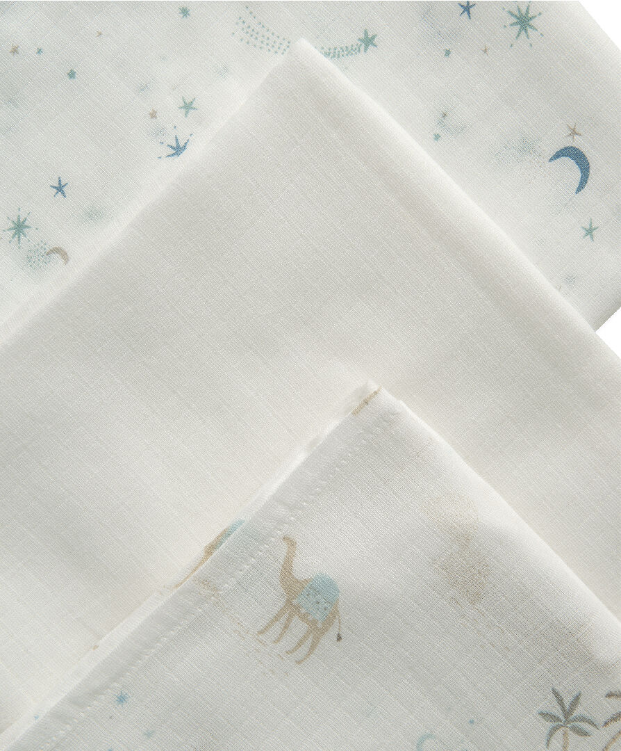 Buy 3 Pack Muslin Squares Camel Blue Swaddle Wraps Mamas & Papas KSA