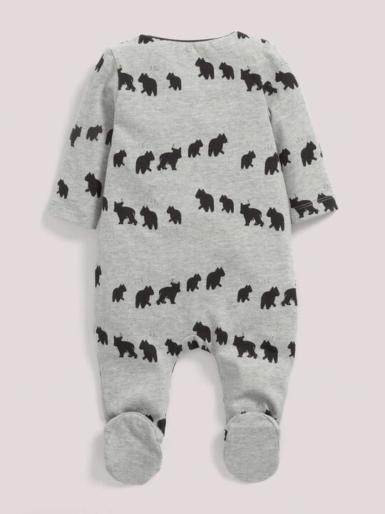 Bear Print Zip Detail All-In-One Grey- 0-3 image number 2