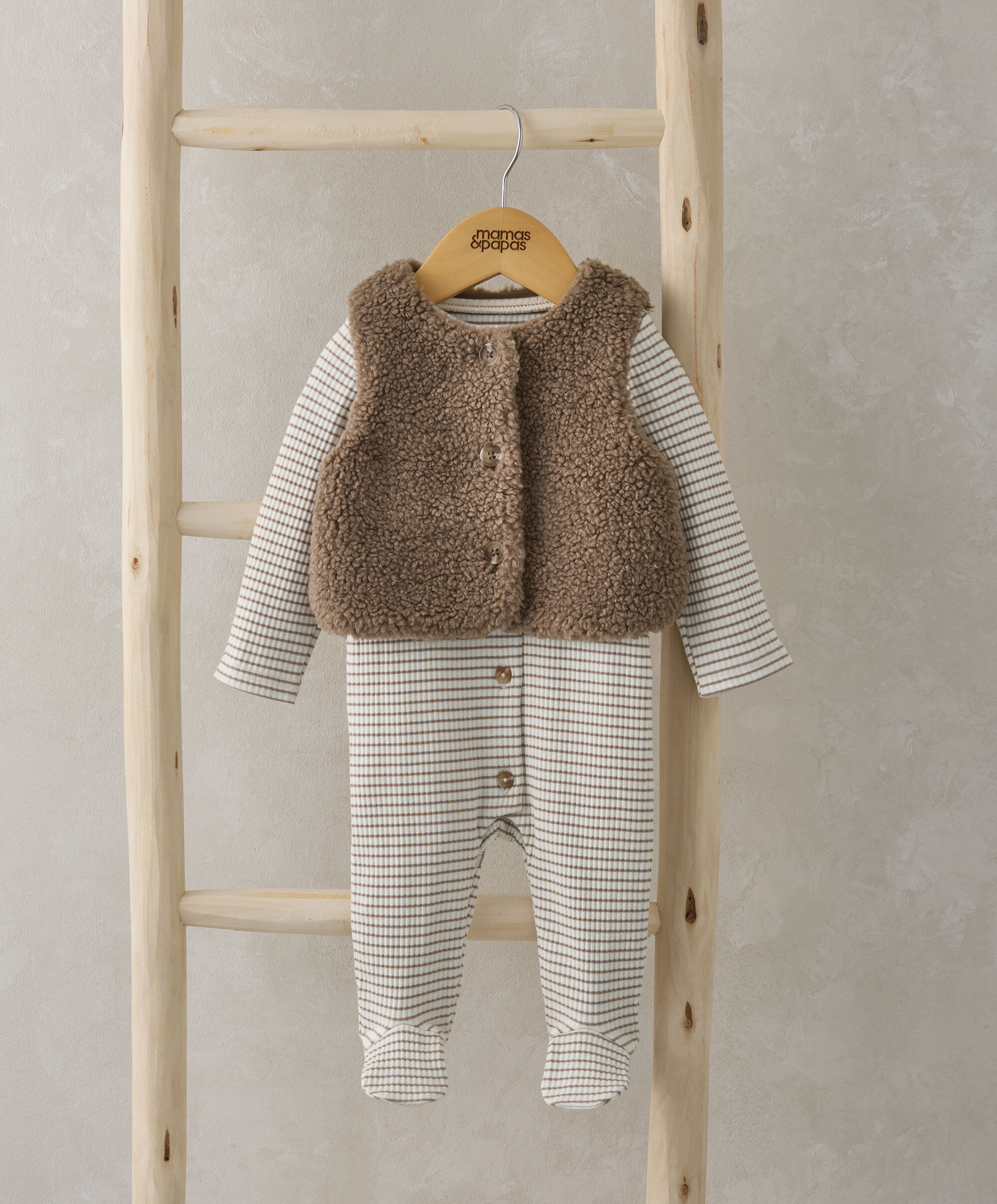 Borg Gilet & All in One Outfit Set - Sand