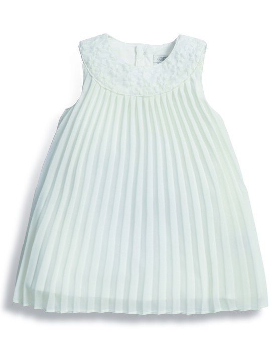 Pleated Dress with Lace Collar image number 1
