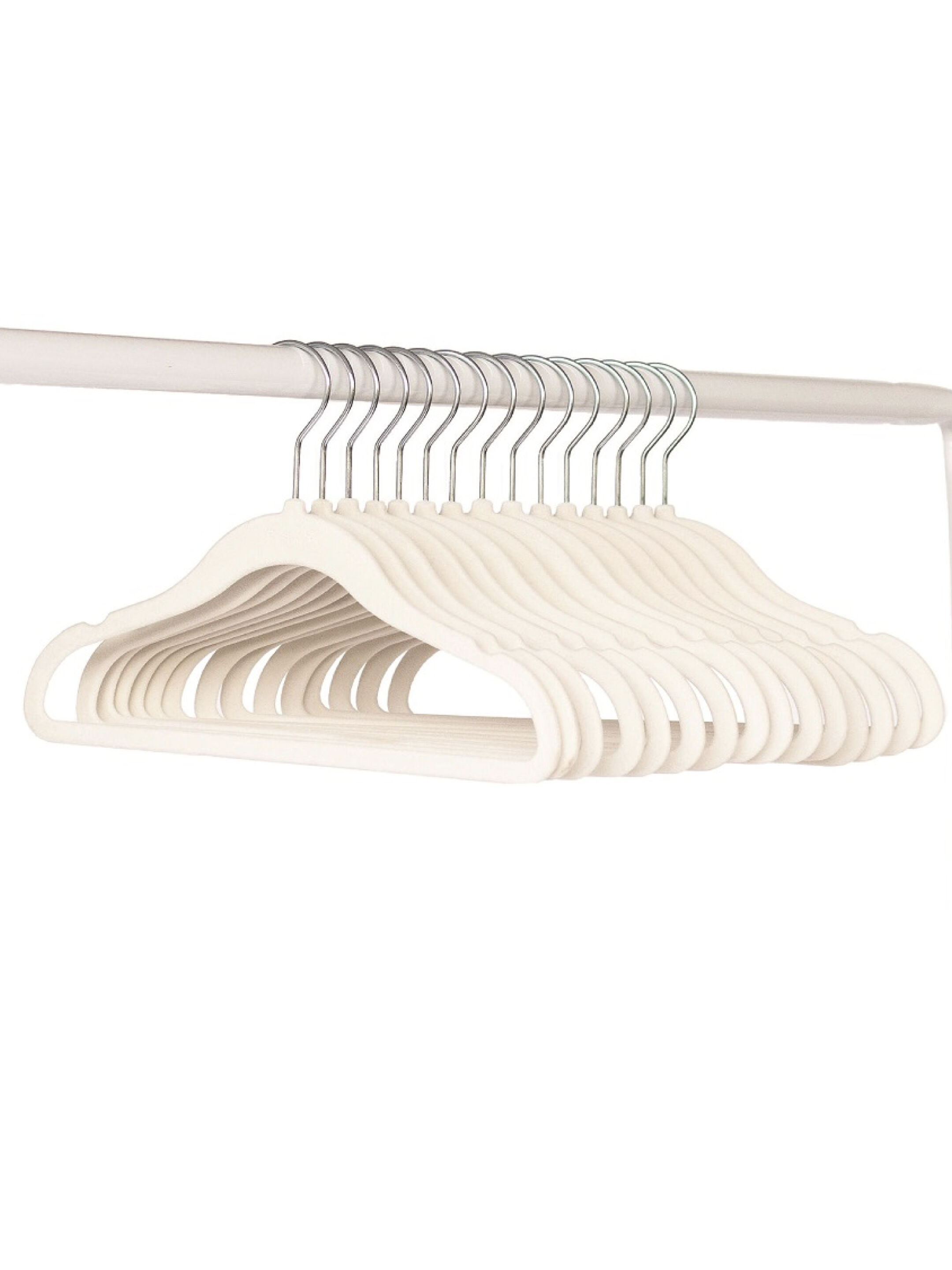 3 Sprouts Velvet Hanger - Cream (Set of 15) image number 1