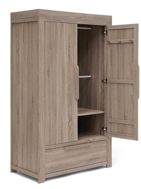 Franklin 2 Door Kids Wardrobe with Drawer - Oak image number 1
