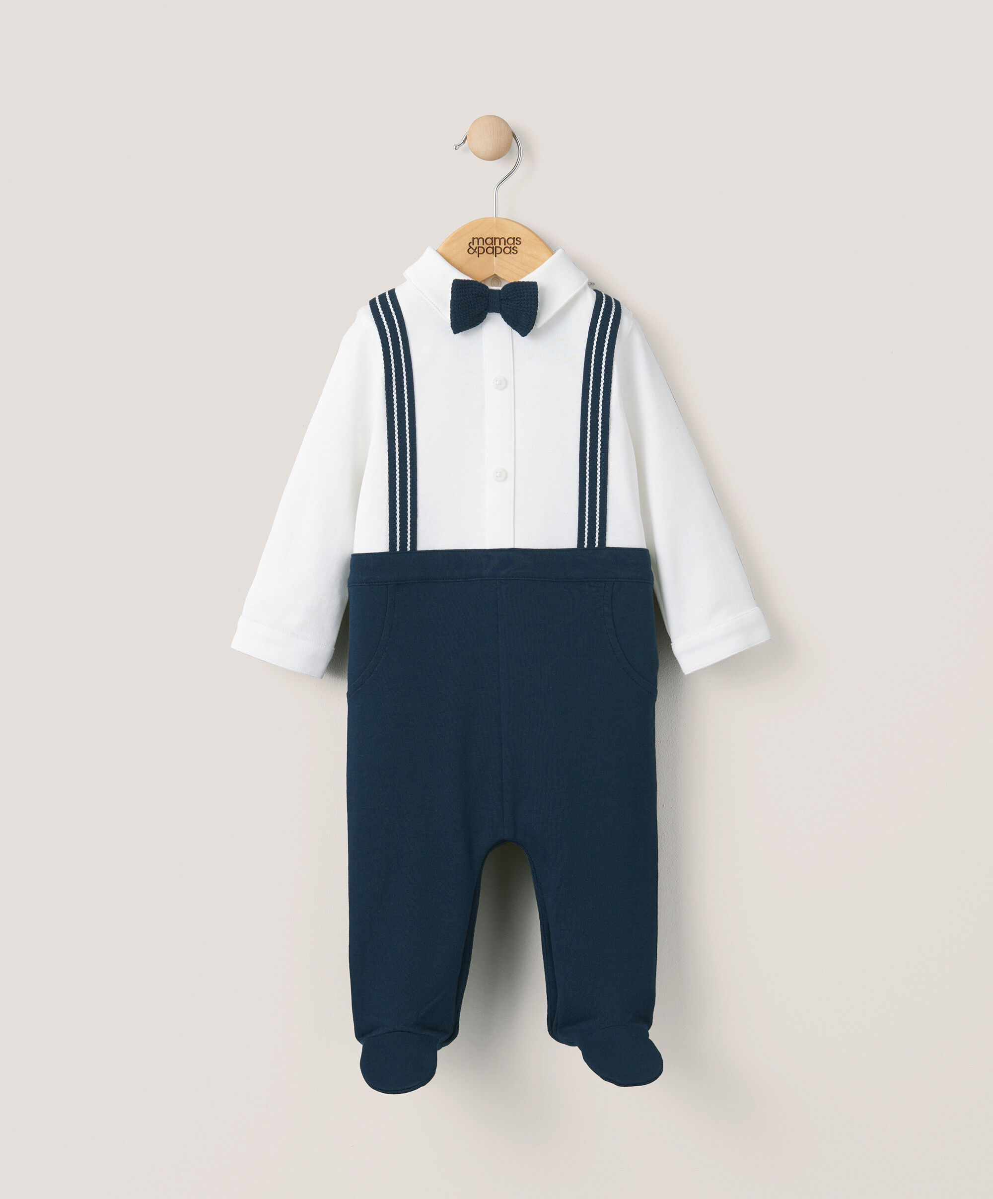 Mock Braces Sleepsuit - Navy image number 1