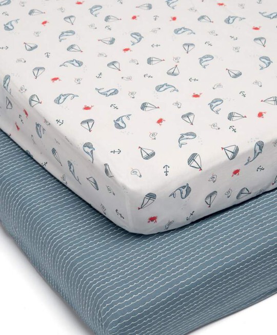 Sail Away With Me Cot & Cotbed Fitted Sheets - 2 Pack image number 1