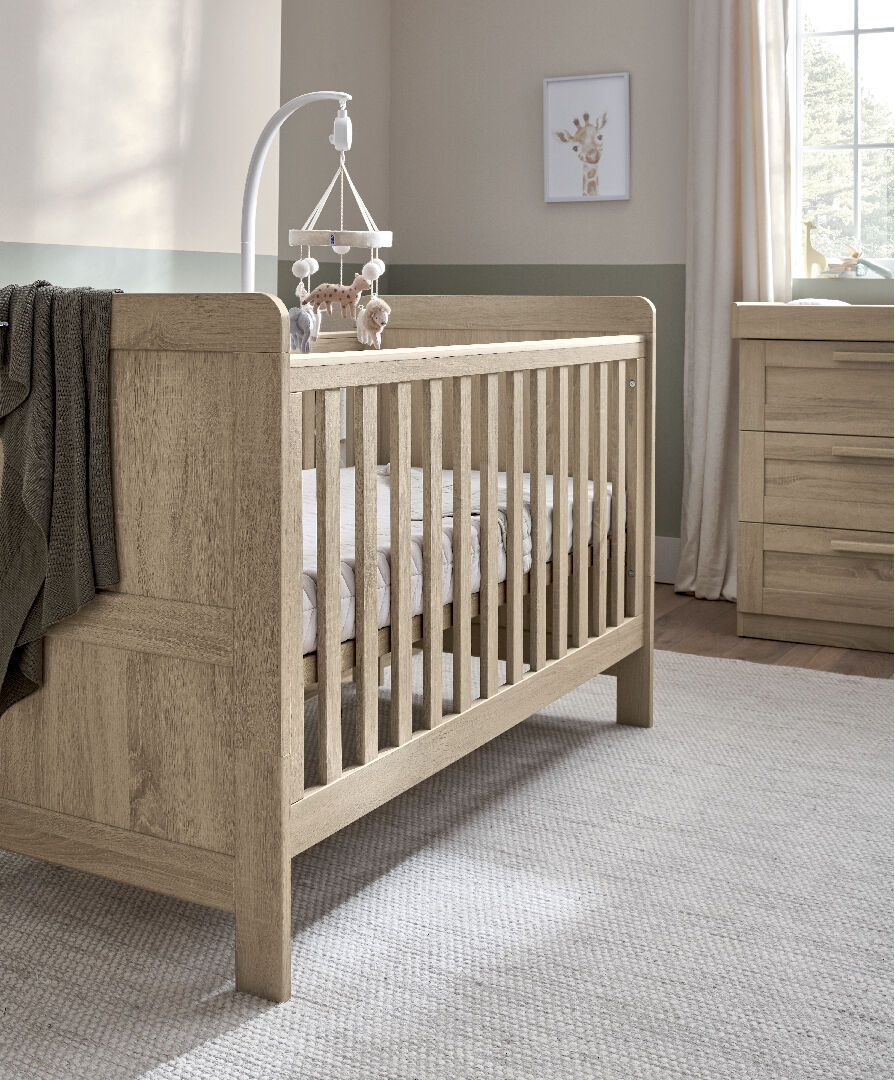 Atlas 3 Piece Cotbed Set with Dresser Changer and Wardrobe- Light Oak image number 3