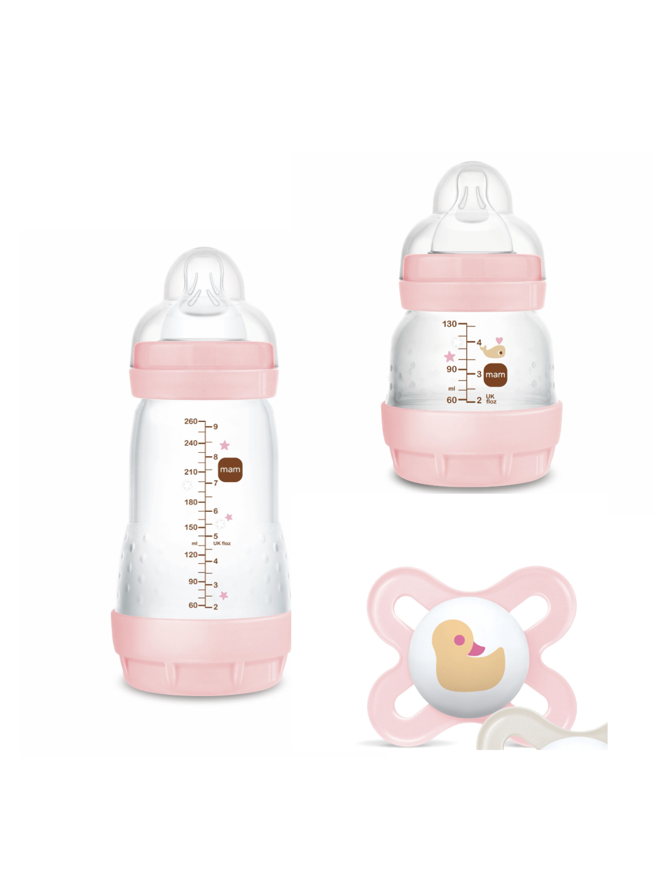 Mam Baby Easy Start Anticolic Starter Set Silicone Flexible Set - 0 M+ | Sealife Pink - Pack of 3 image number 1