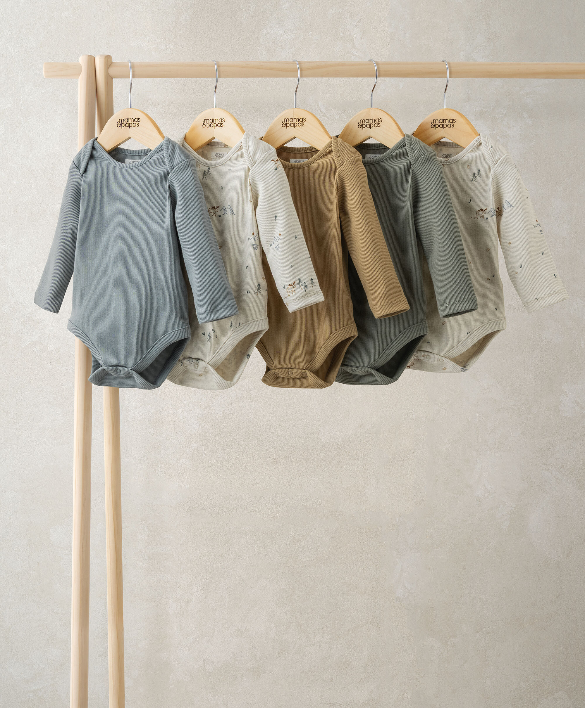 Long Sleeve Bodysuits (Pack of 5) - Moose Print