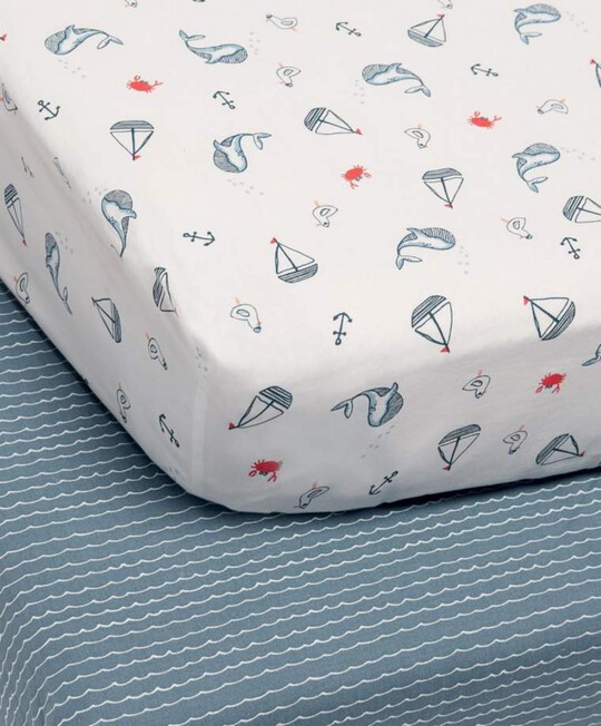 Sail Away With Me Cot & Cotbed Fitted Sheets - 2 Pack image number 2