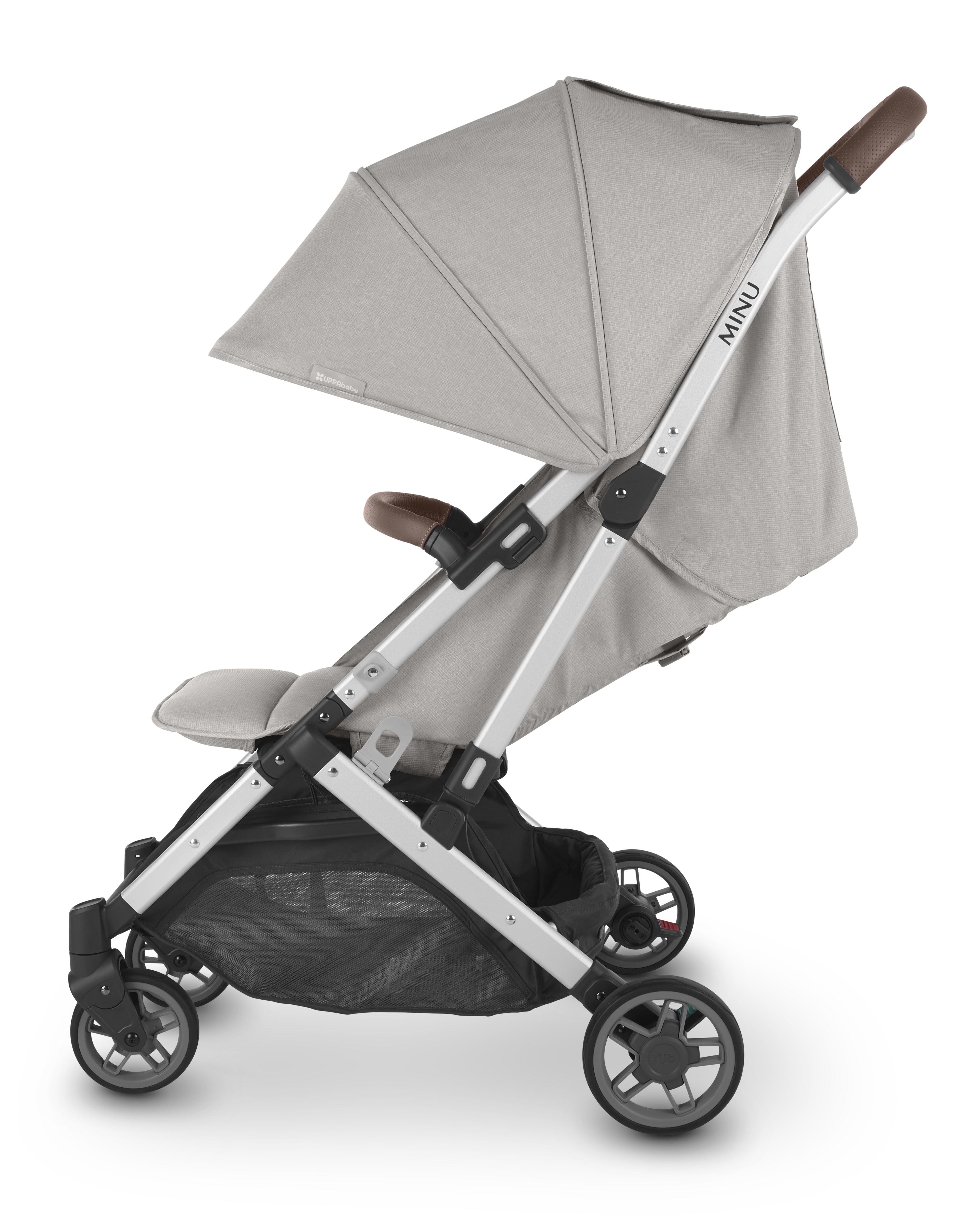 Minu V2 Stroller - Stella - Grey M&eacute;lange | Silver Frame | Chestnut Leather
