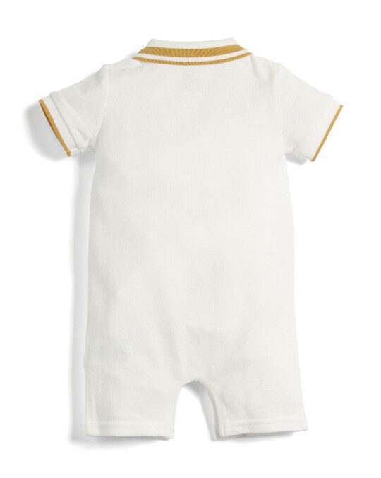 Yellow Football Embroidered Romper image number 2