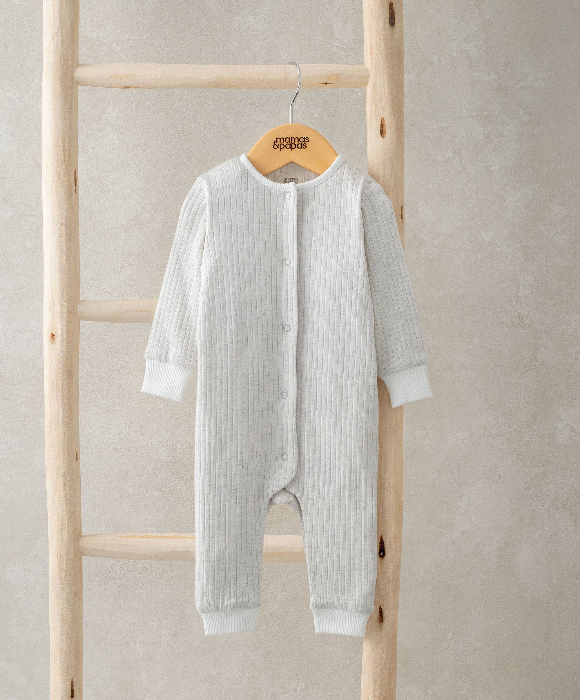 Ribbed Long-Sleeve Romper - Grey image number 1