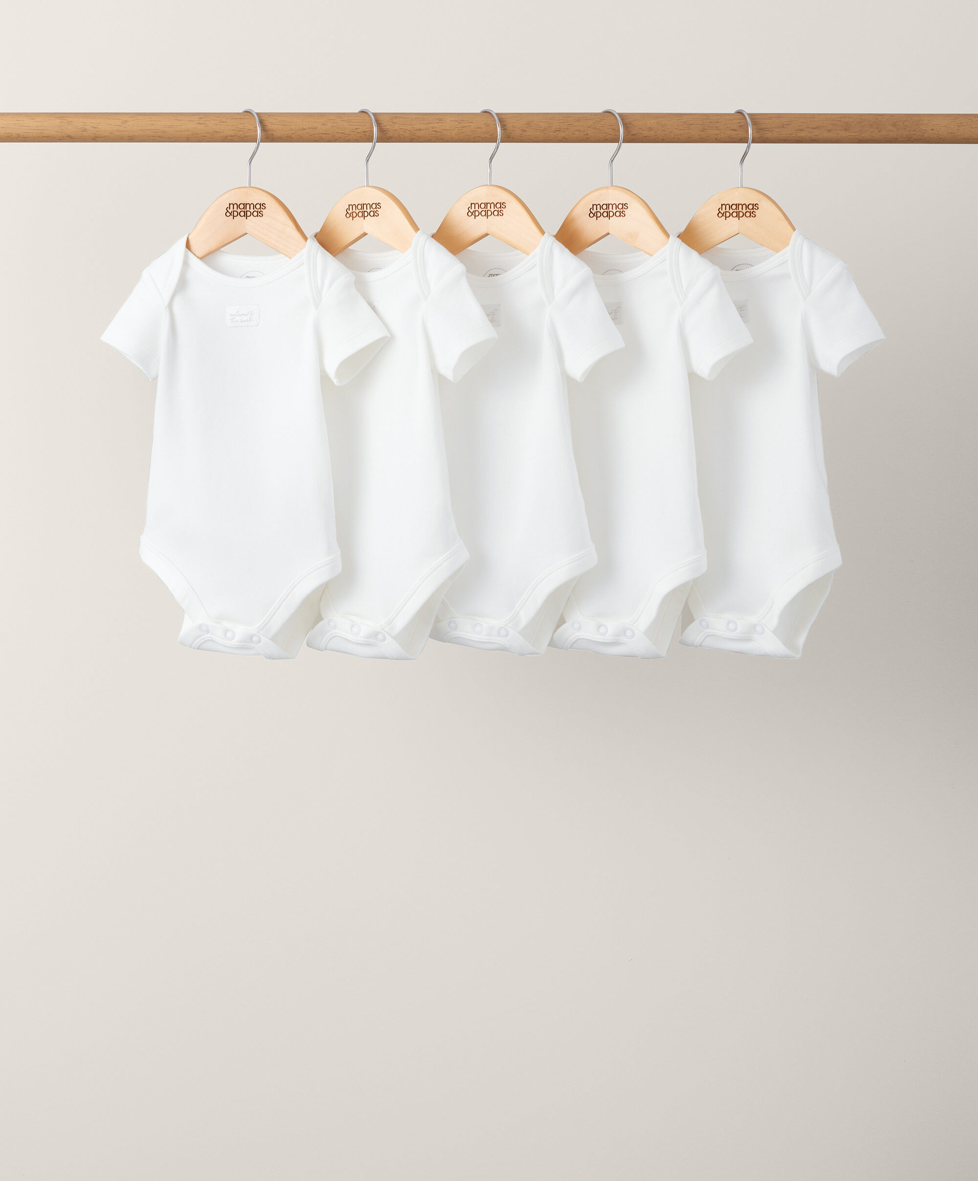 5 pack White Organic Short-sleeved Bodysuits