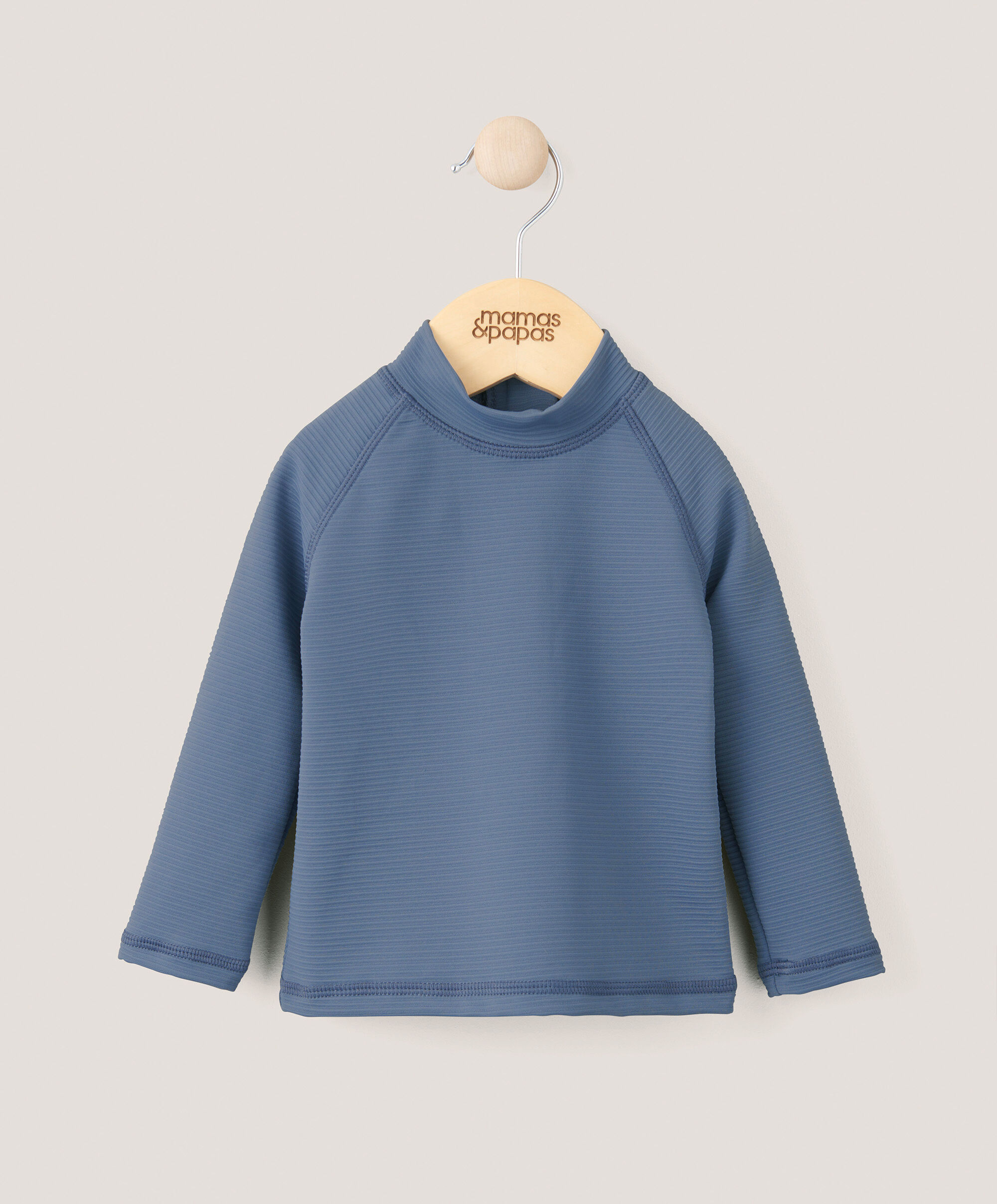 Ribbed Rash Top Swimwear - Blue