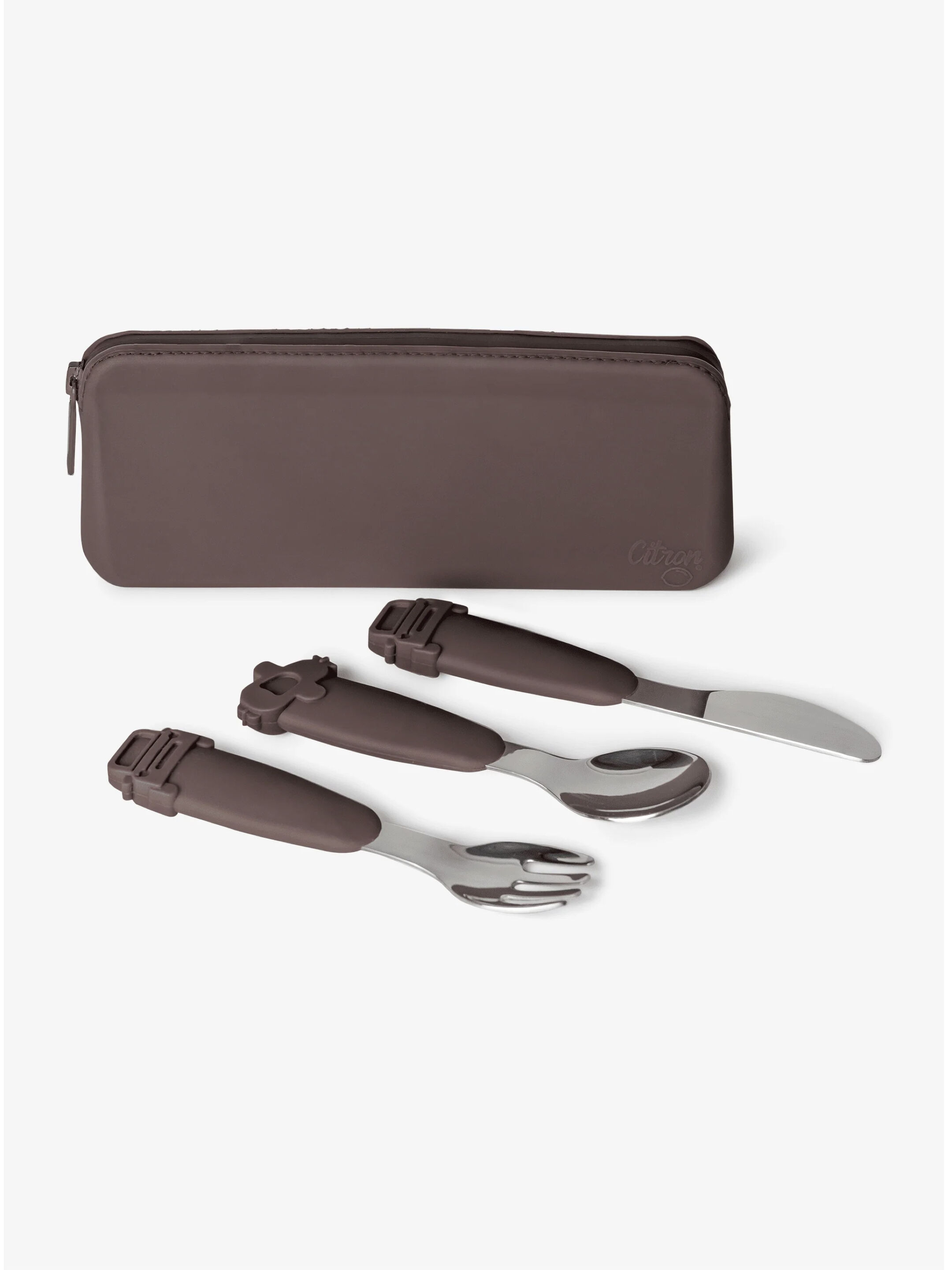 Citron Silicone Cutlery Set with Pouch - Vehicles - Plum image number 2