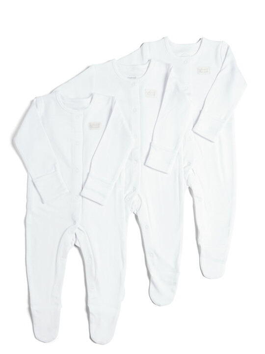 3 Pack of White Sleepsuits image number 1