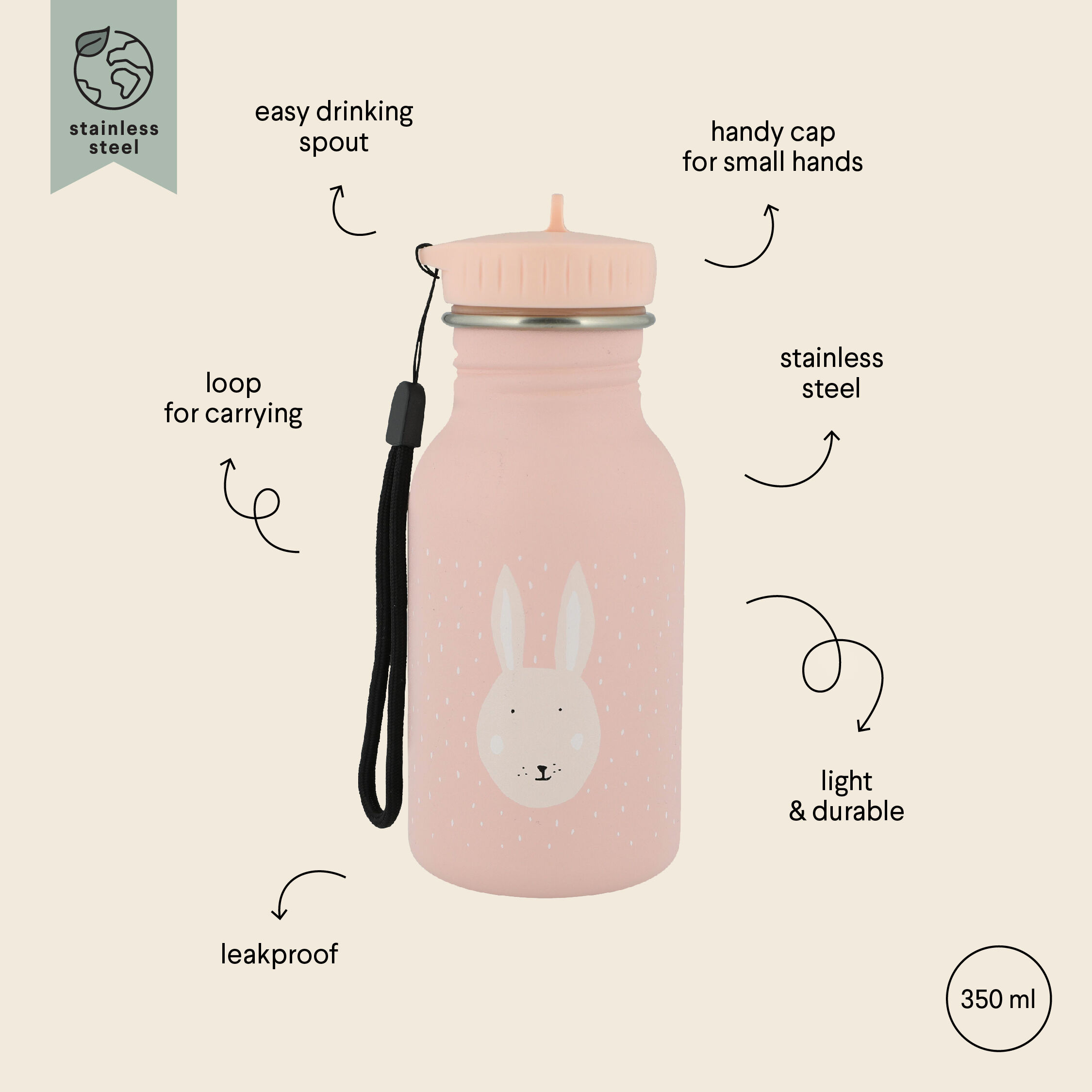 Trixie Bottle (350ml) Mrs. Rabbit - Pink image number 4