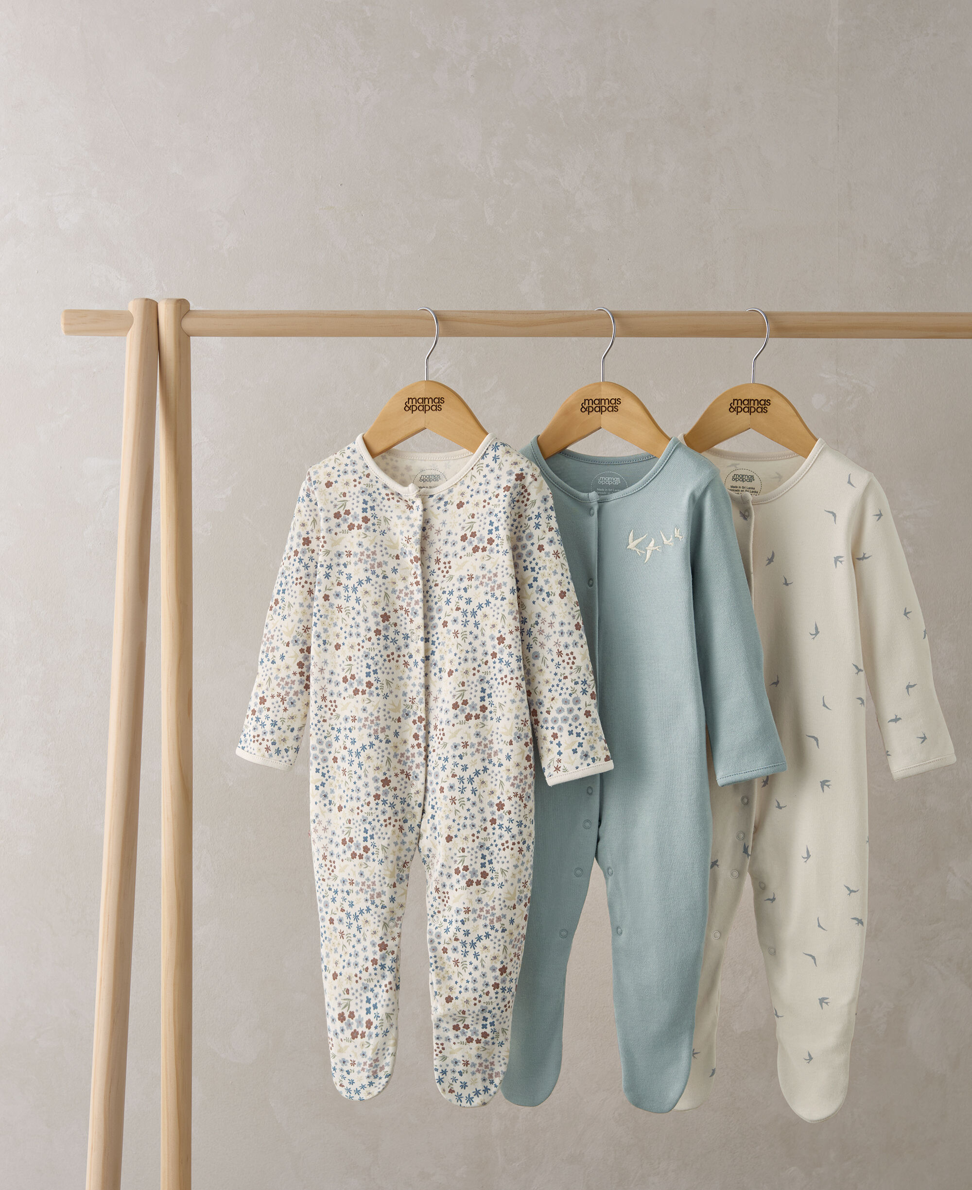 Ditsy Floral Sleepsuits (Set of 3) image number 1