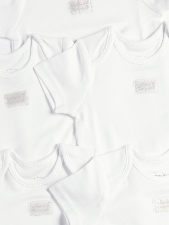 5 Pack of Short Sleeve White Bodysuits image number 2