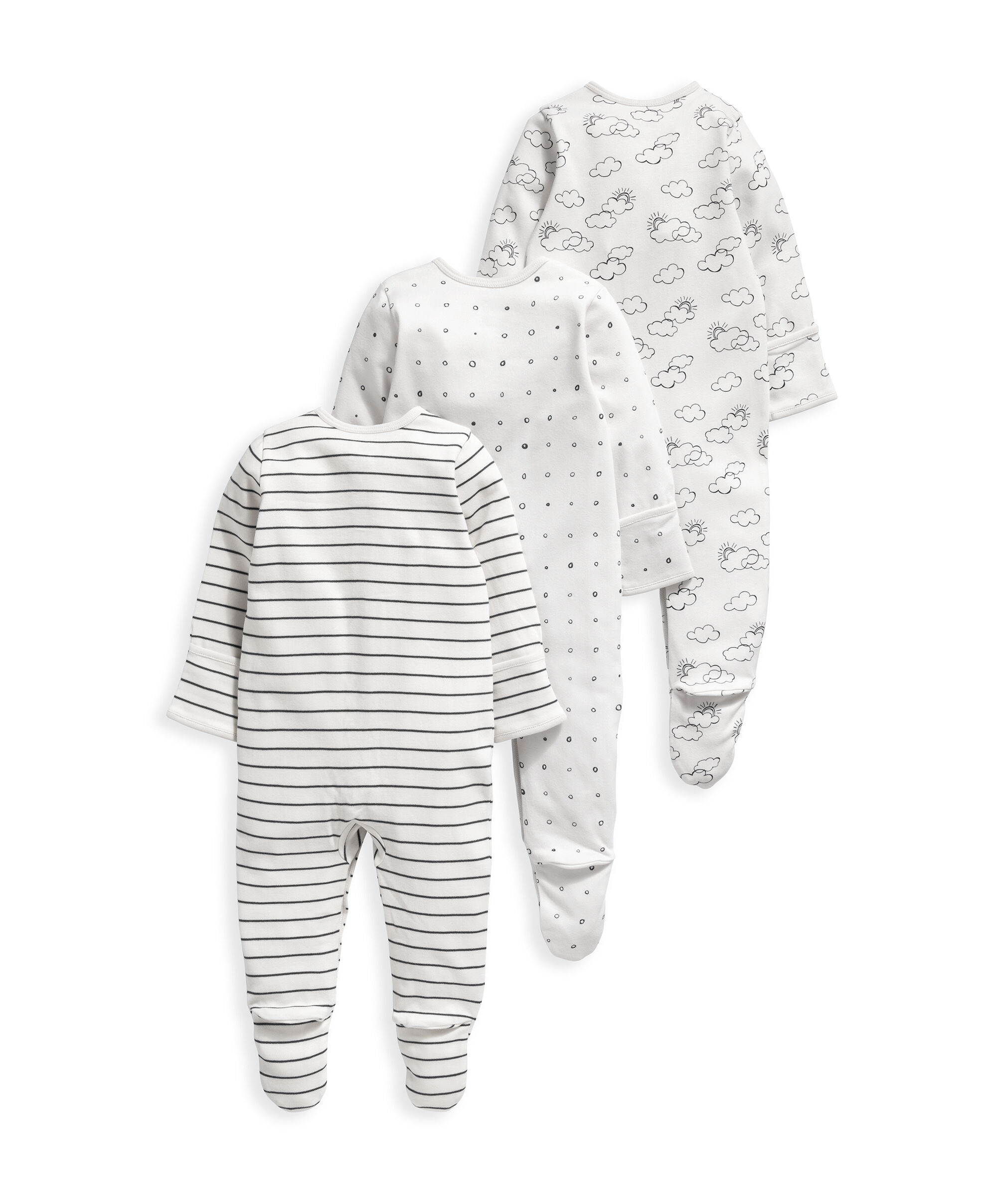 3 Pack Cloud Sleepsuits image number 2