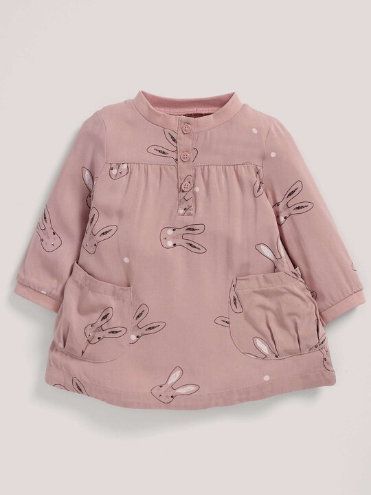 Rabbit Print Dress with Pockets Pink- 9-12 months image number 1